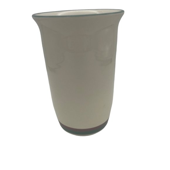 Pfaltzgraff Stoneware Juniper Utensil Holder / Flower Vase Green & Mauve Bands - Picture 1 of 5